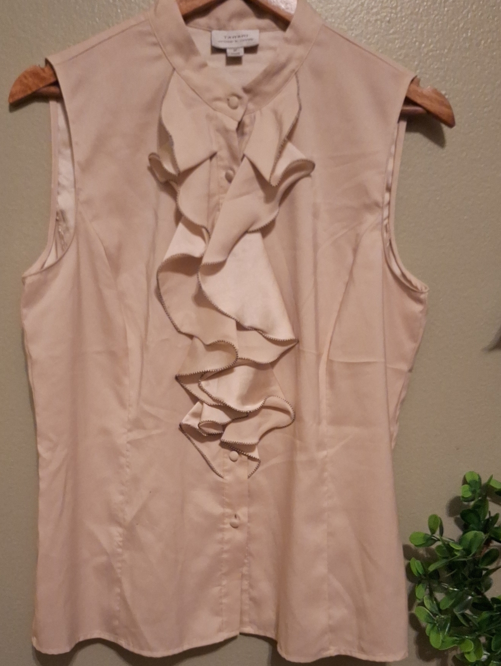 Tahari Sleeveless Ruffle Front Blouse - Blush Pink